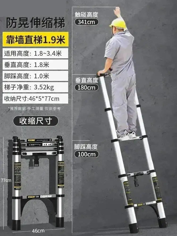 Engineering Multifunctional Aluminum Ladder Step Alloy Stools Home Folding Telescopic Ladder Portable Thick Herringbone Stairs