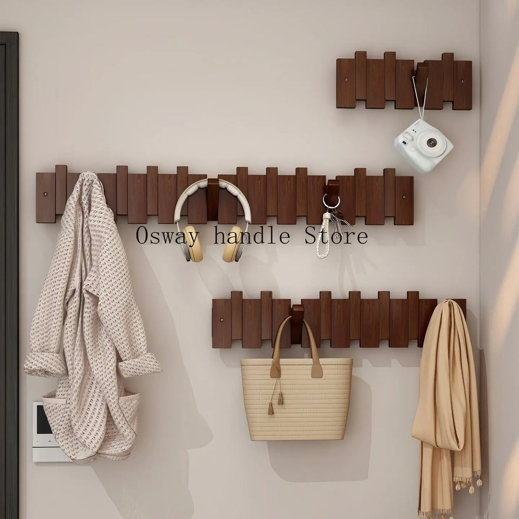 Natural wood wall-mounted piano coat rack, porch wall art hook closet kitchen bedroom porch