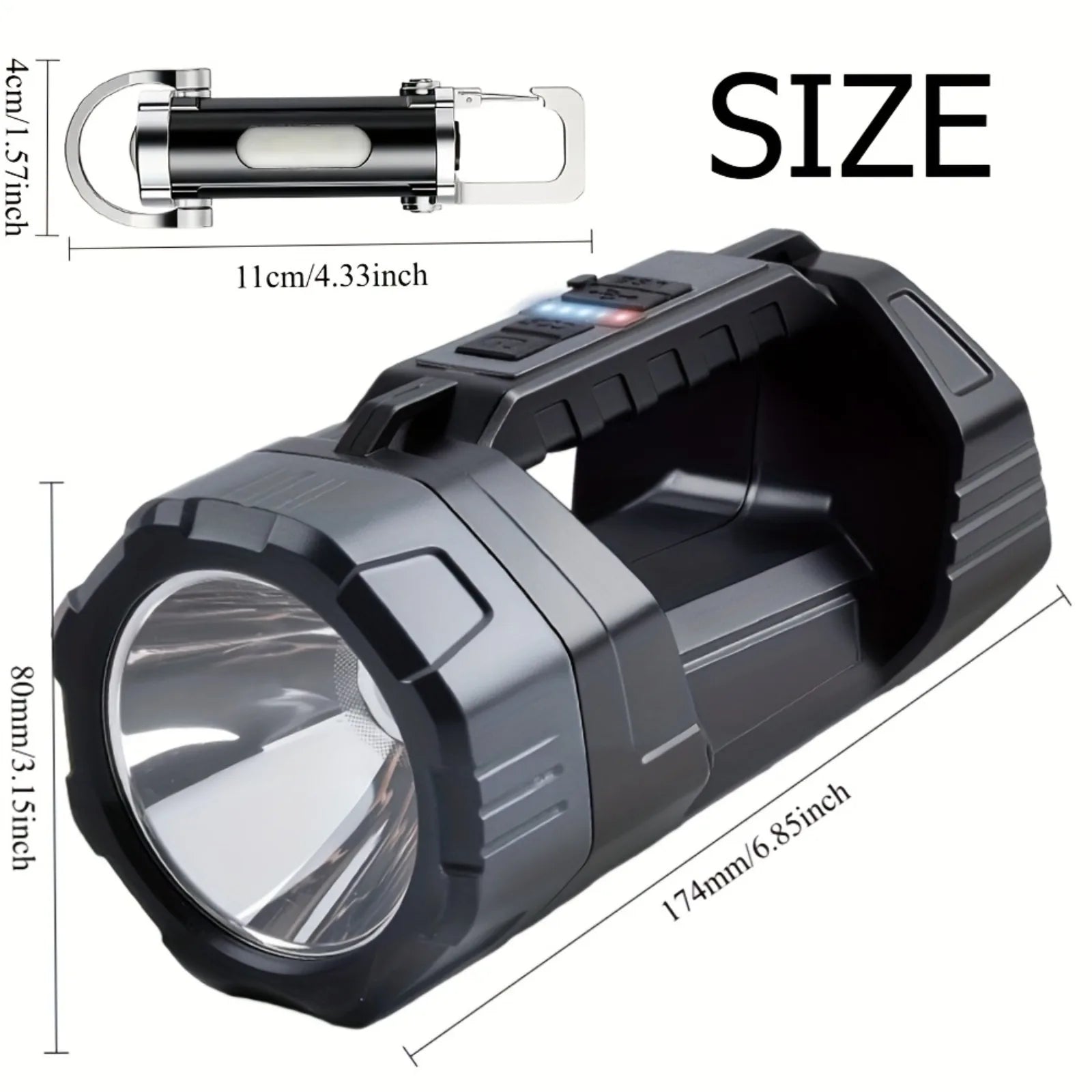 Buy One Get One Free, Total Of 2pcs. Multifunctional Solar LED Flashlight with COB Side Light, USB Rechargeable Handheld Searchlight with Power Display, Portable Emergency LanternFor Camping, Hiking, Father'S Day Gift