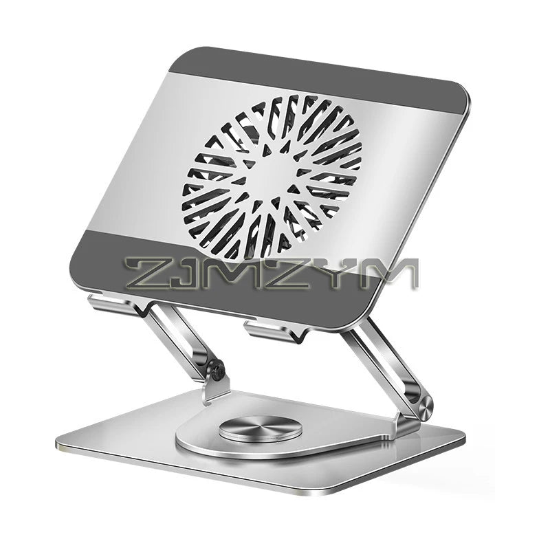 Desktop Laptop Stand 360° Rotatable Metal Tablet Cooling Stand with Folding Fan Radiator Support Lift Anti-skid