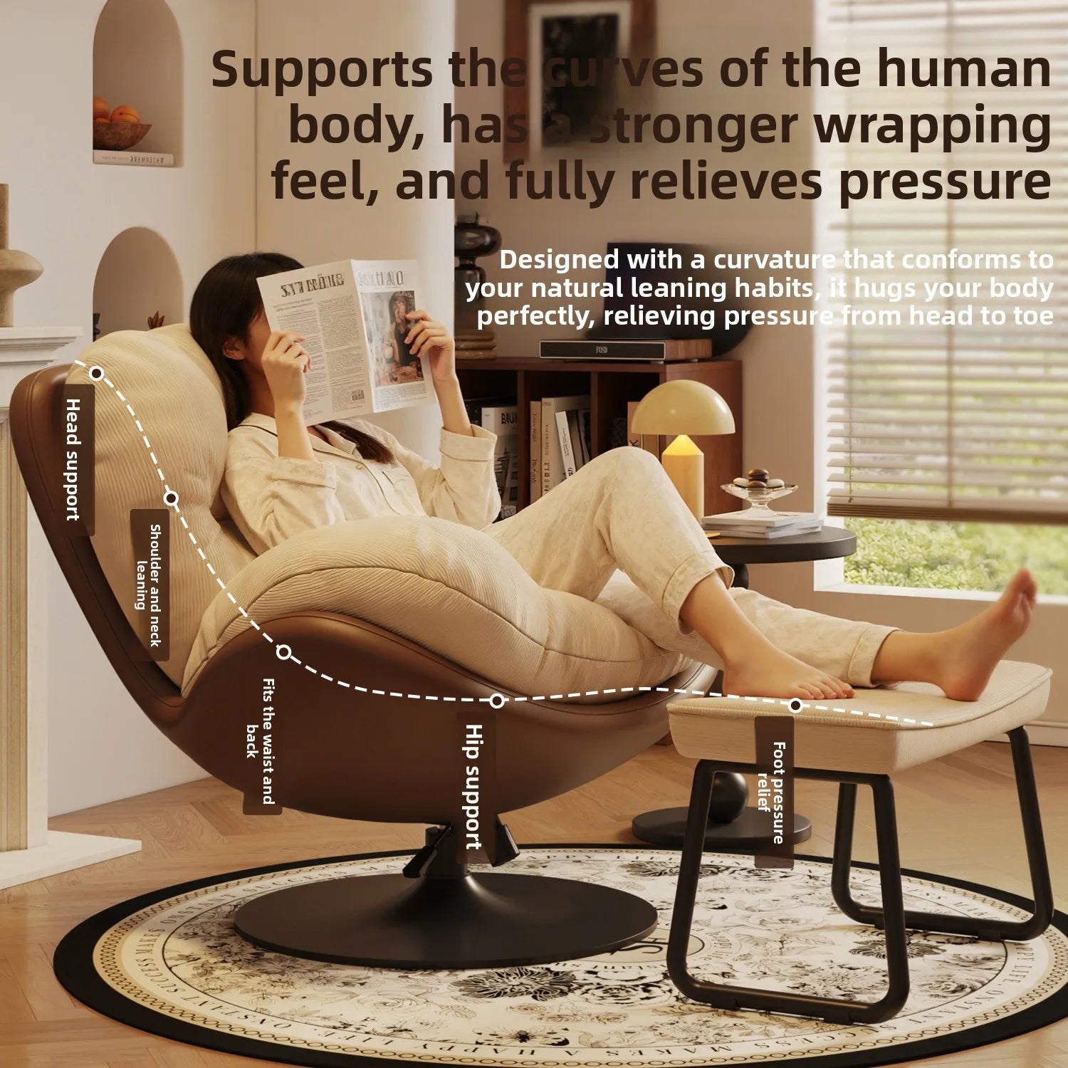 Eggshell Rocking Chair Lazy Sofa Reclining Chair Adult Sleeping Balcony Home Leisure Chair Single Living Room Lazy Chair