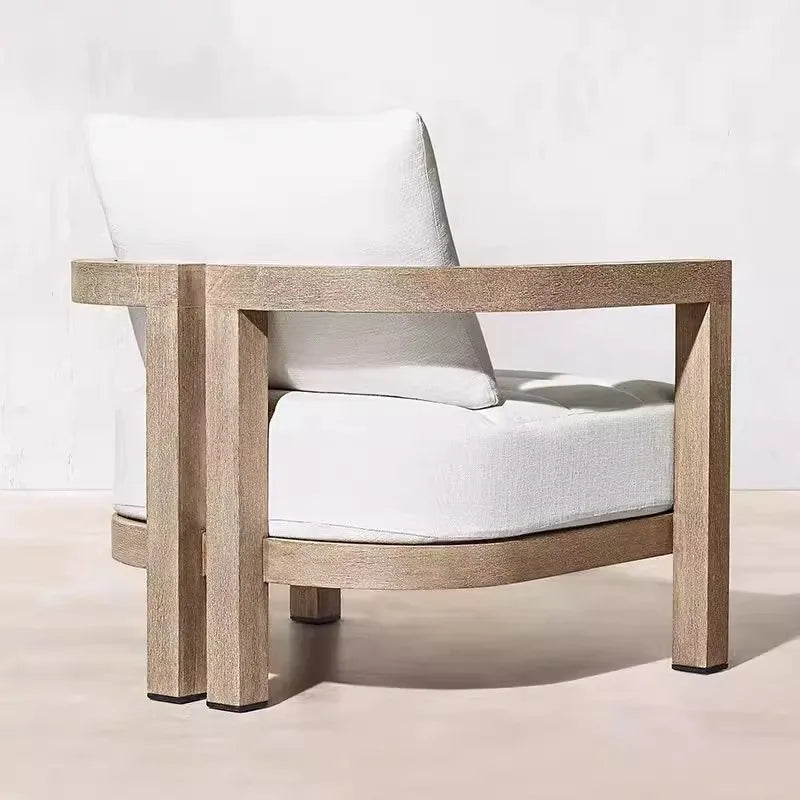 Outdoor solid wood sofa, garden terrace, hotel, homestay, balcony designer, outdoor leisure furniture combination