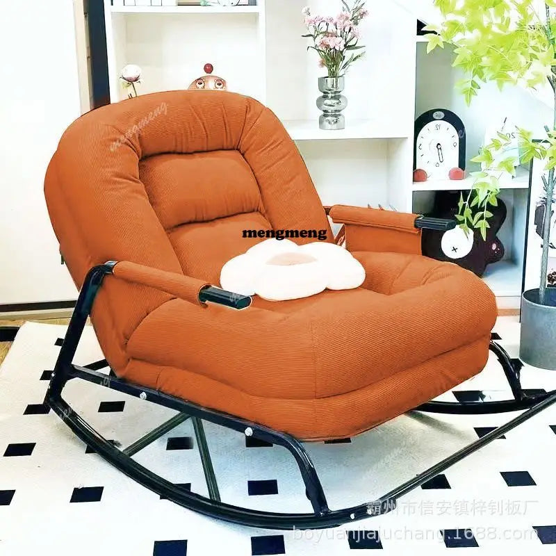 Modern Rocking Chair with Footrest Soft Lounge Chairs for Living Room Bedroom Adjustable Comfort Home Office Relaxing Armchair