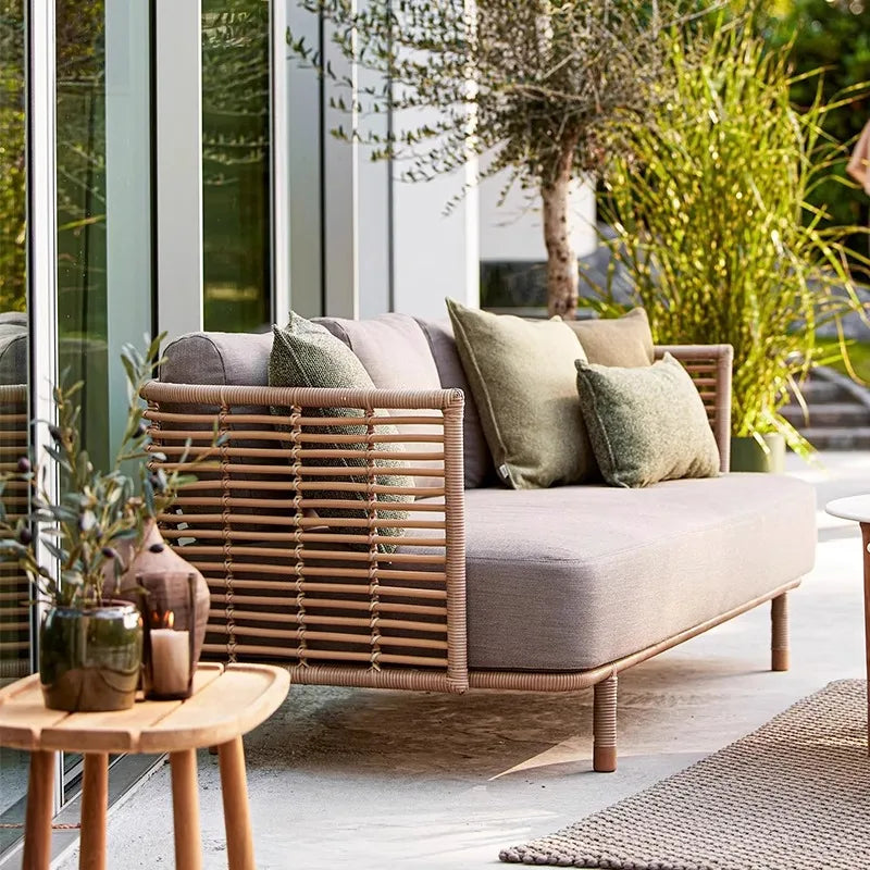 Outdoor rattan sofa, courtyard leisure, outdoor balcony, rattan chair, sun protection and waterproof combination furniture