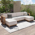 Aoxun Patio Furniture Set, 6 Piece Outdoor Wicker Sofa, Yellow/Beige | All‑Weather Rattan Modular Sofa with 10'' Ultra‑Thick Cus