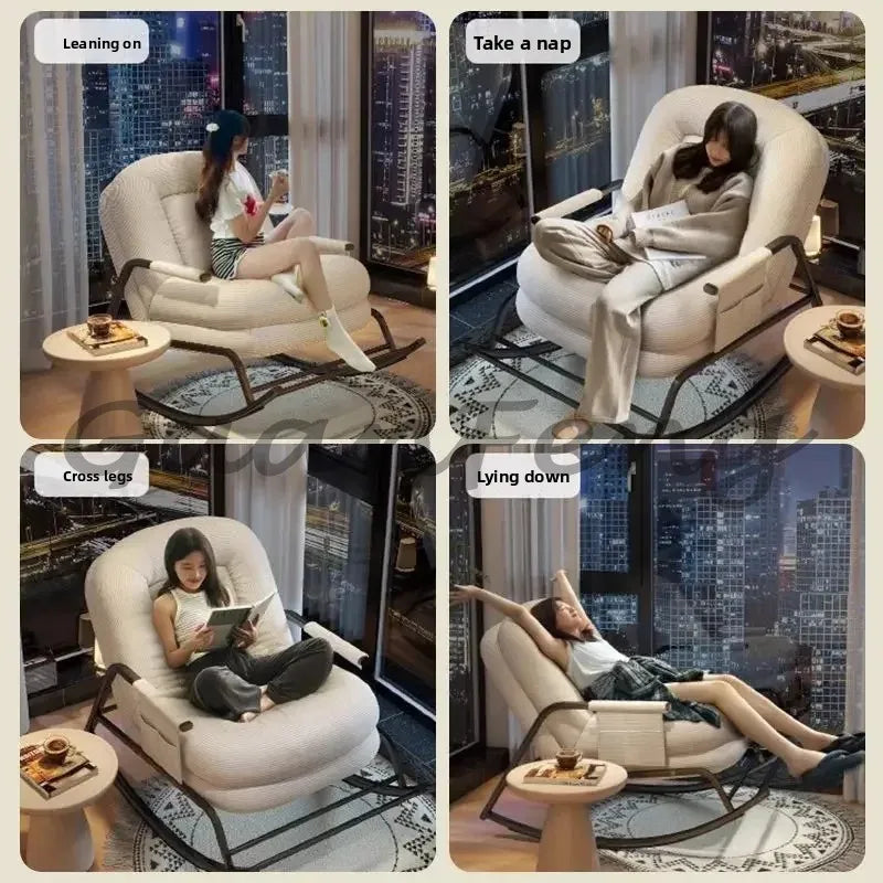Household Single Rocking Chair Living Room Lazy Sofa Leisure Chair Single Balcony Leisure Sofa Adult Adult Reclining Chair