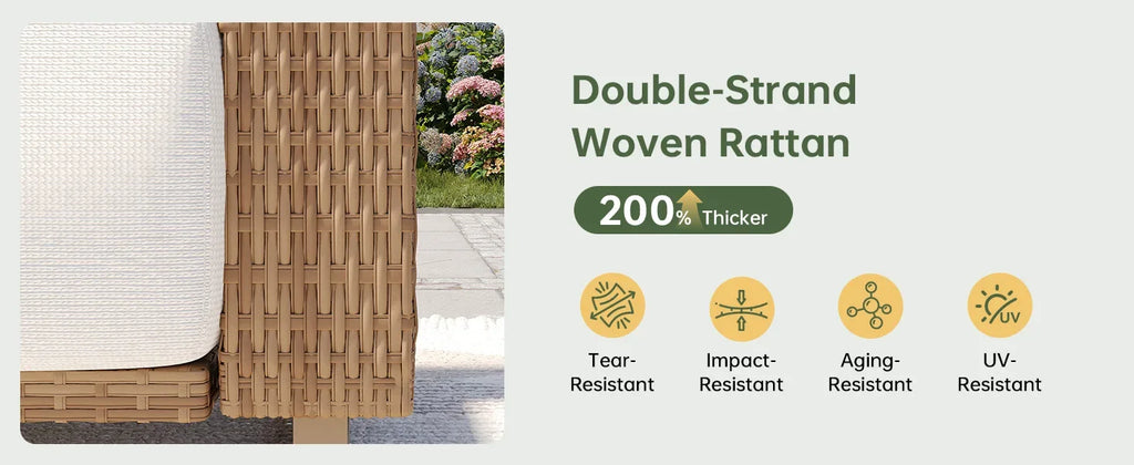 Aoxun Patio Furniture Set, 6 Piece Outdoor Wicker Sofa, Yellow/Beige | All‑Weather Rattan Modular Sofa with 10'' Ultra‑Thick Cus