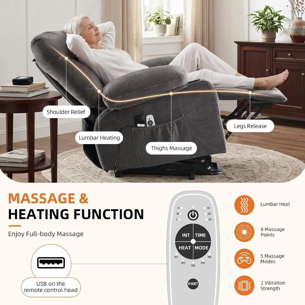 Recliner Chair with Vibration Massage and Lumbar Heating for Senior Comfort in Living Room