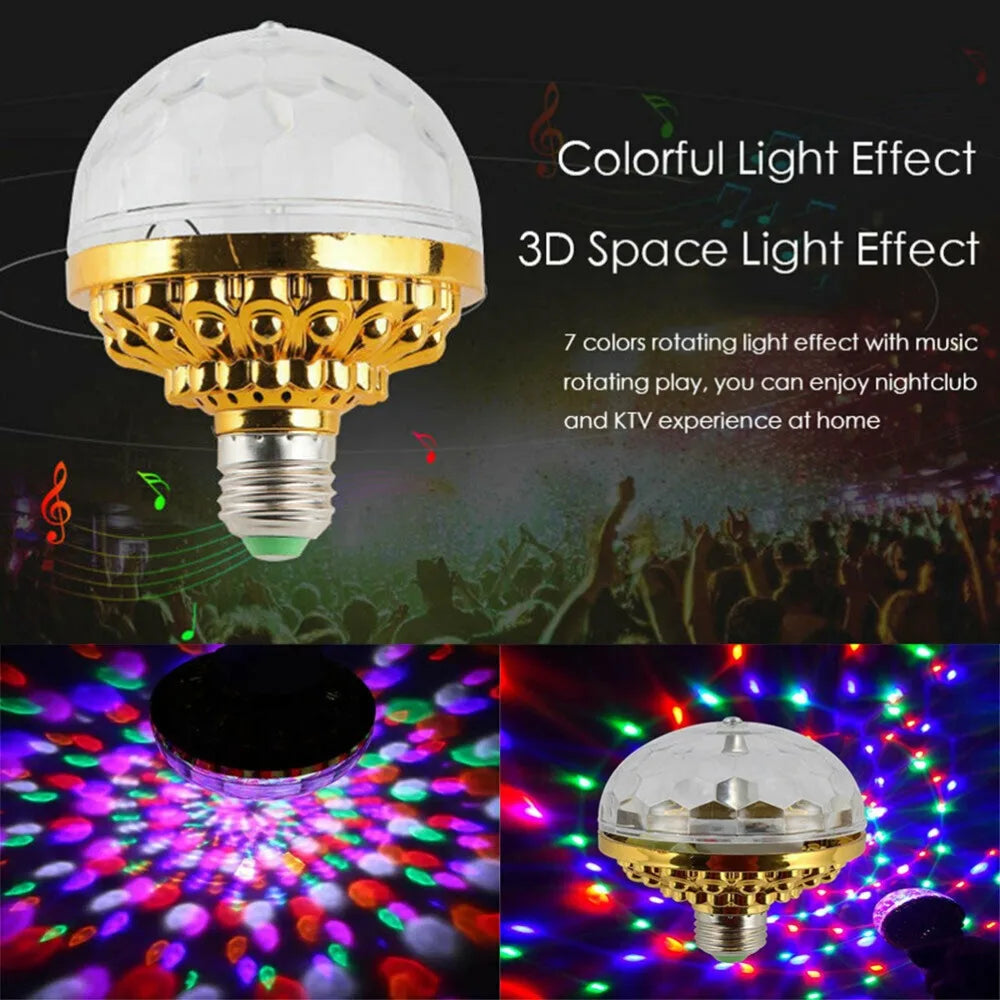 2 Pack Modern AC 85-265V LED Disco Light E27 6W Disco Ball Light Rotating Golden Magic Ball Light Party