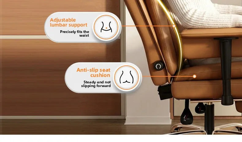Ergonomic Leather Office Chair with High Backrest Recline Lumbar Support Executive Desk Chair Gaming Ready Comfort Furniture
