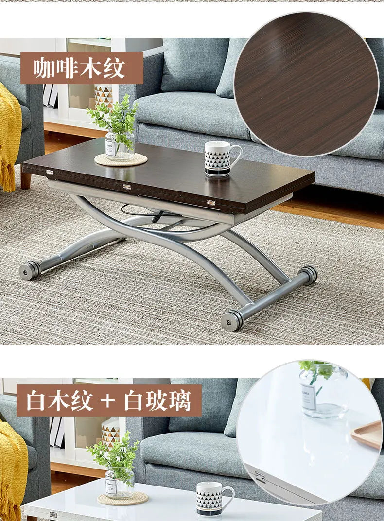 YFY  Activity Coffee Table Dining Table Integrated Small Apartment Folding Lifting Dual-use Movable with Wheels Two-in-One