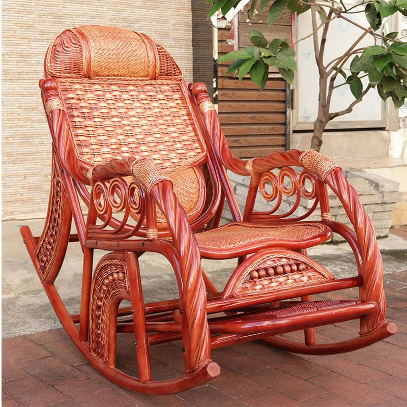 Balcony Siesta Elderly Natural Rattan Chair Rocking Chair Leisure Easy Chair Household