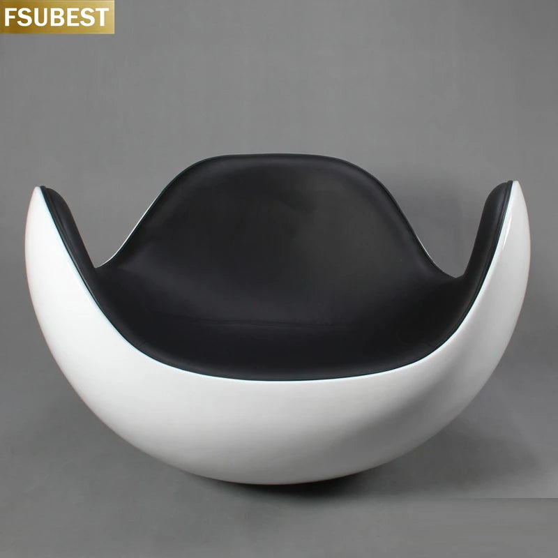 FSUBEST Vintage Aluminum Aviator ball chairs Living Room Sofas Leather Skin Rocking Aviator Aluminum Leather Arm Chair