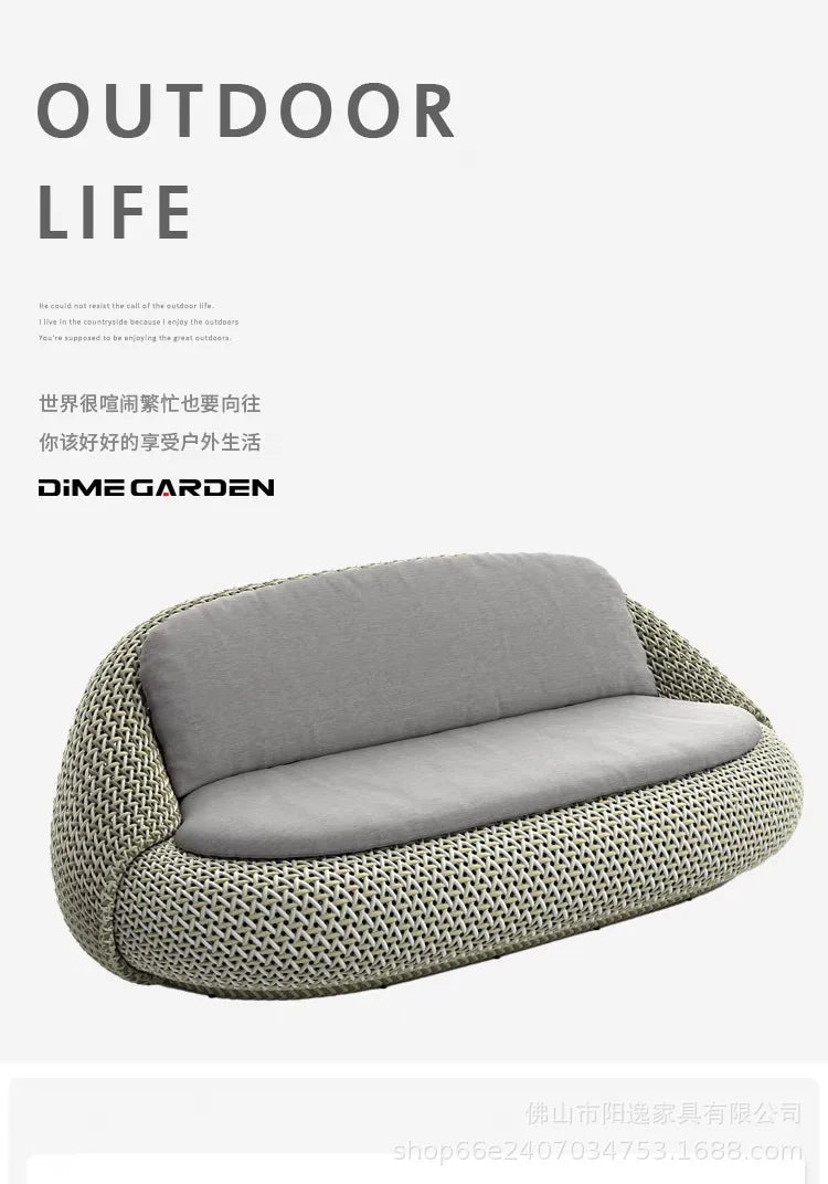 Outdoor Sofa Outdoor Sofa Courtyard, Rattan-Woven, Waterproof And-Resistant, Aluminum Alloy, Suitable Balconies, Terraces,