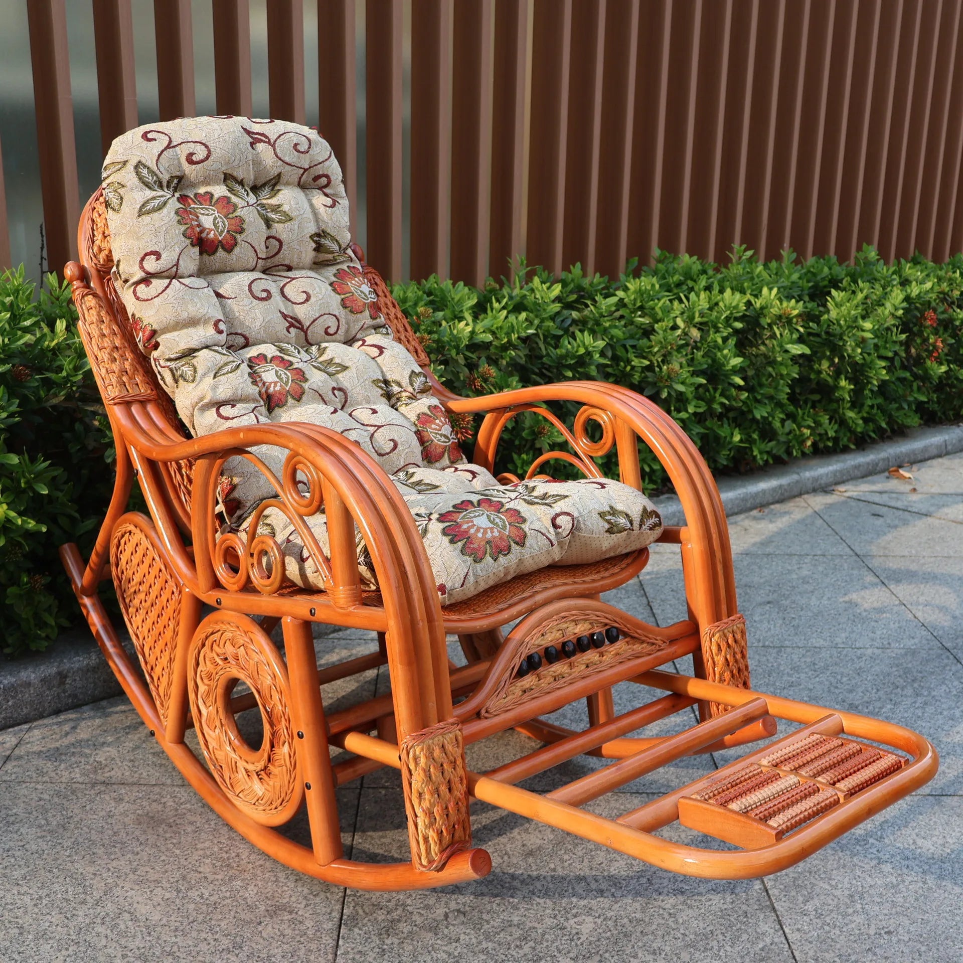 Natural rattan rocking chair sofa recliner lazy adult elderly chair living room