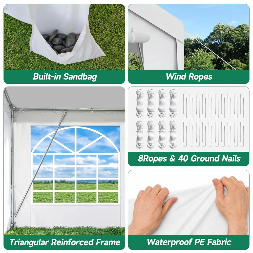 20x50 Heavy Duty Party Tent Waterproof, 14 Church Windows Sidewalls Sandbag, Outdoor Canopy Gazebo Wedding Backyard, Custom