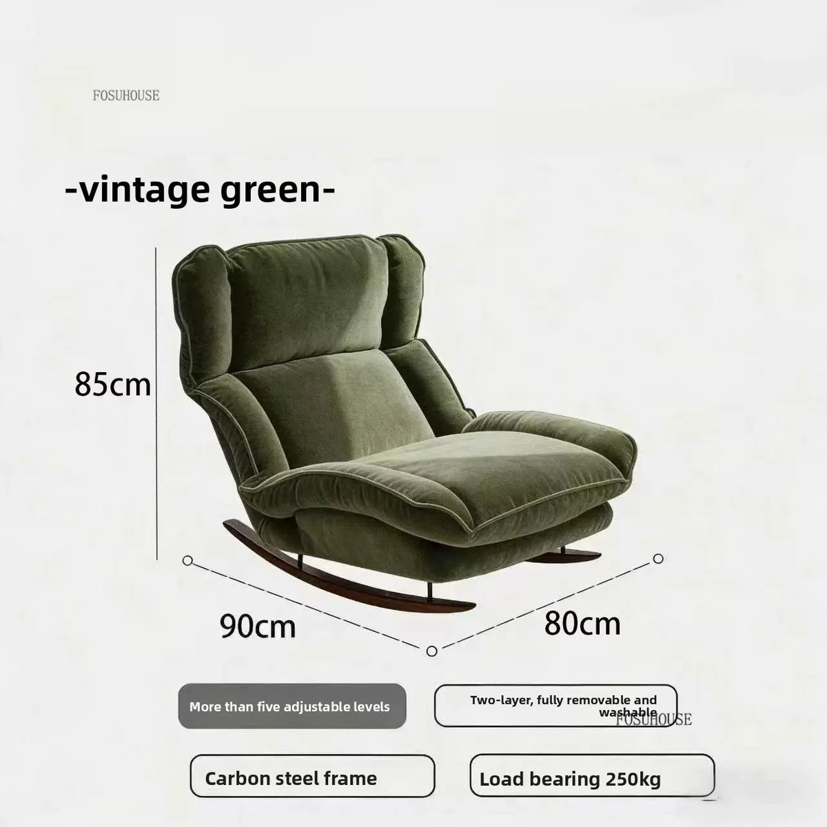 Foldable Recliner Chaise Lounge Chair with Adjustable Seat Single Sofa for Balcony Home Living Room Resting Comfortable