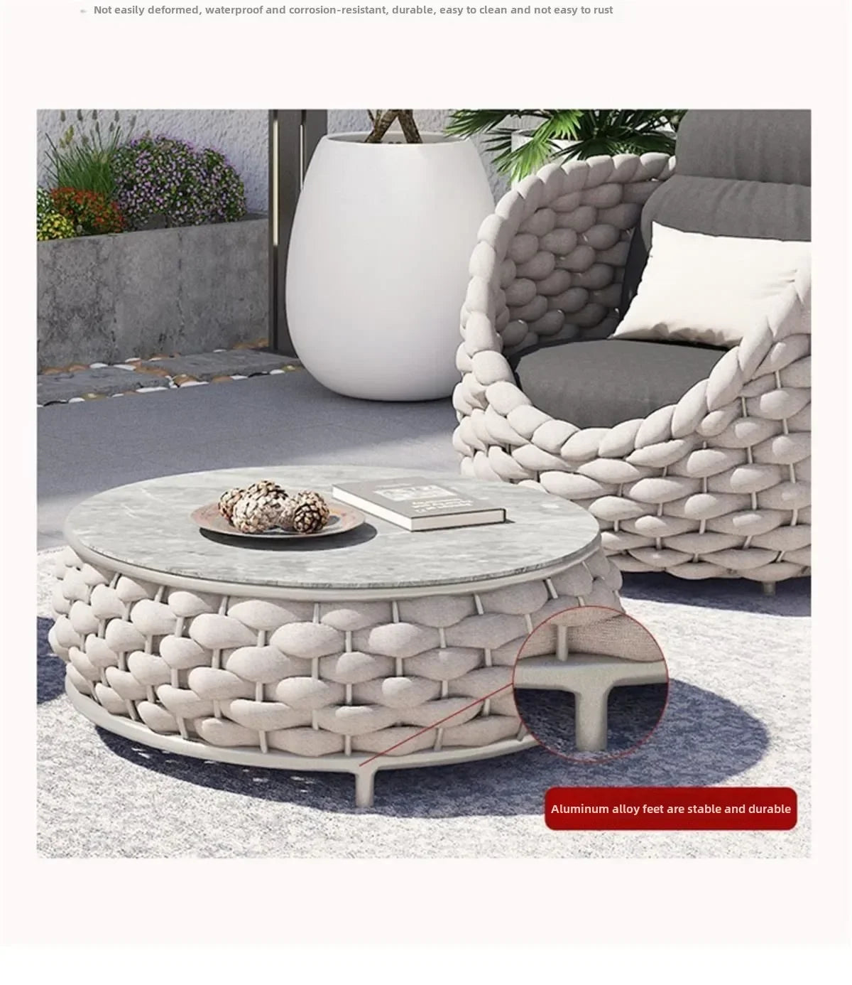 All-Weather Rattan Outdoor Sofa Set Leisure Terrace Furniture For Villa Balcony Living Room Courtyard Combination Double Chair