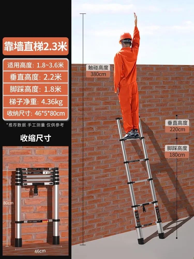 Aluminum Alloy Telescopic Ladder Thickened Stainless Steel Step Ladders Folding Lift Herringbone Ladder Home Portable Ladder B Y