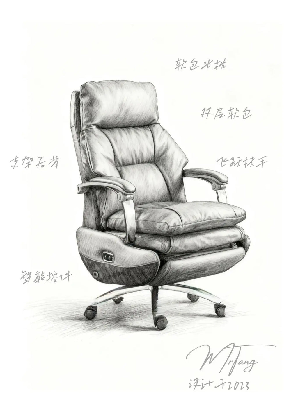 E136Electric boss leather office reclining office chair, comfortable sedentary home, study massage