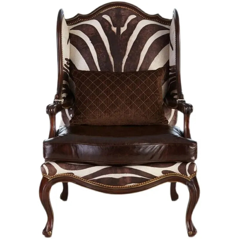 American solid wood single sofa leisure chair living room tiger chair solid wood high back