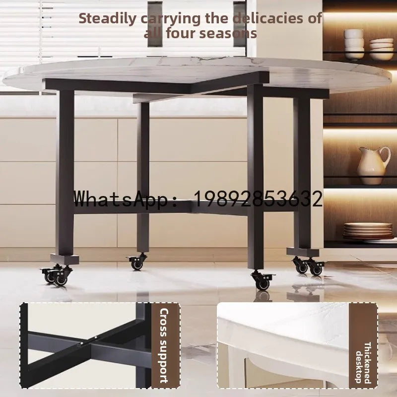 Folding Round Table for Home Rental Small Apartment Movable Folding Dining Table Large Round Table with Turntable