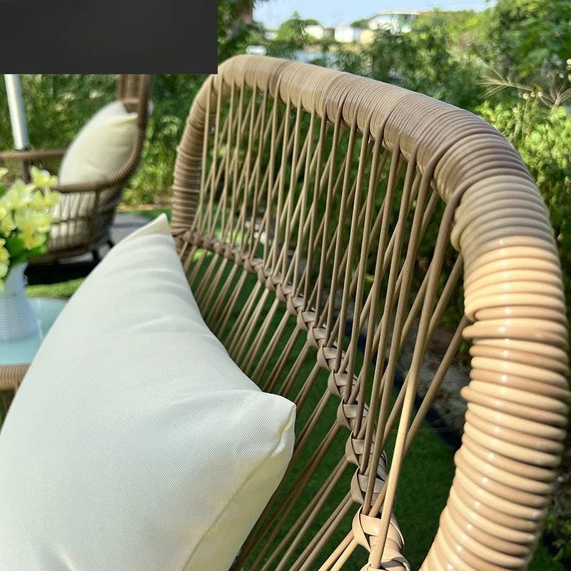 Outdoor garden courtyard rattan weaving chair outdoor living room coffee table rattan art table and chair furniture
