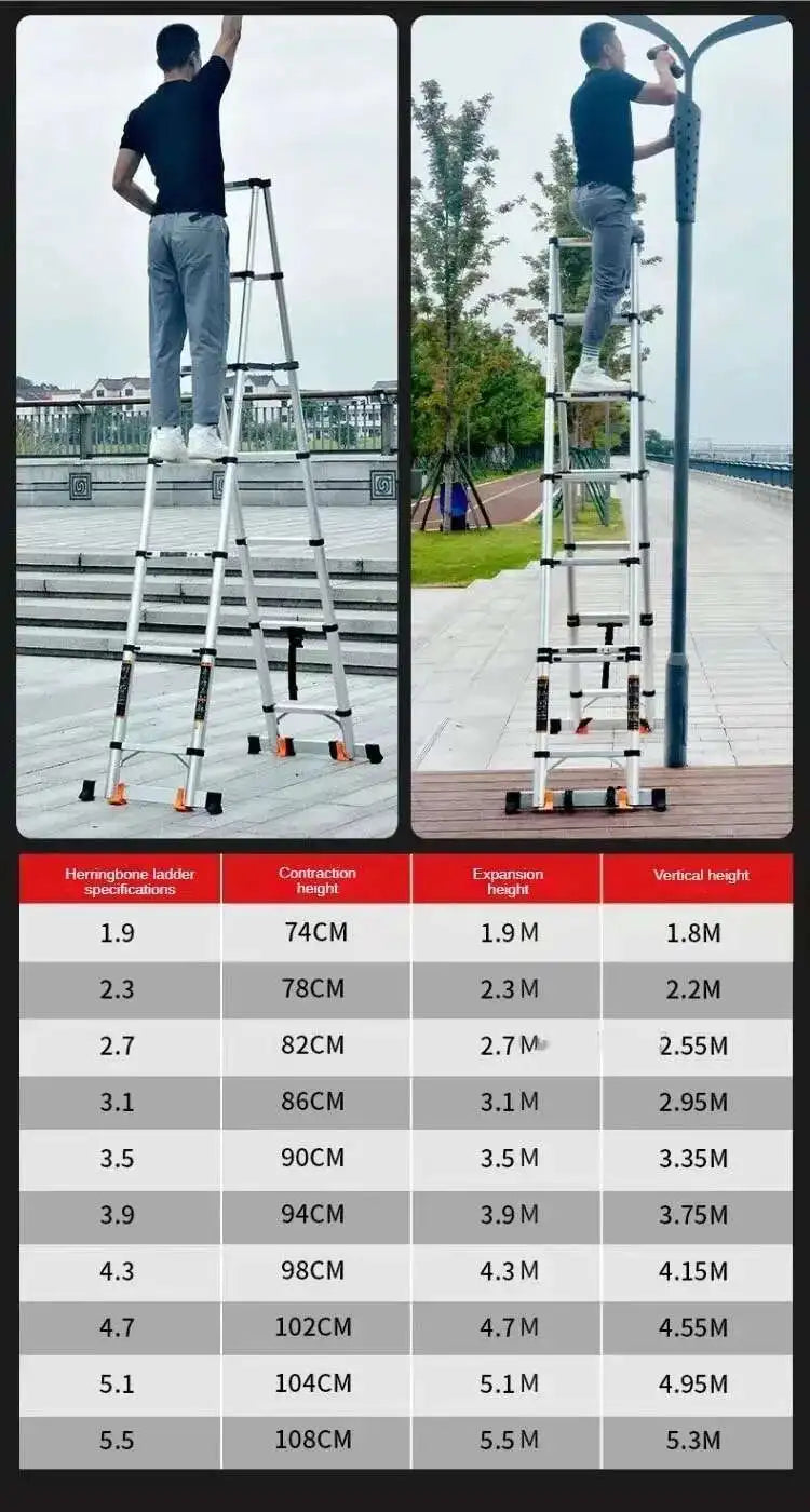 Alloy Telescopic Step Ladder Multi-functional Lifting Engineering Stairs Thickened Herringbone Ladders Folding Stairs