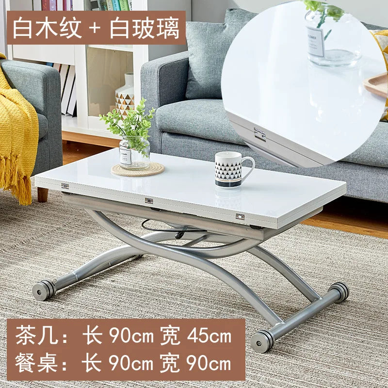 movable coffee table dining table integrated household small apartment folding lifting living room table dual-purpose movable