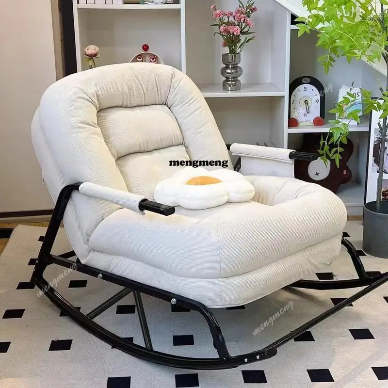 Modern Rocking Chair with Footrest Soft Lounge Chairs for Living Room Bedroom Adjustable Comfort Home Office Relaxing Armchair