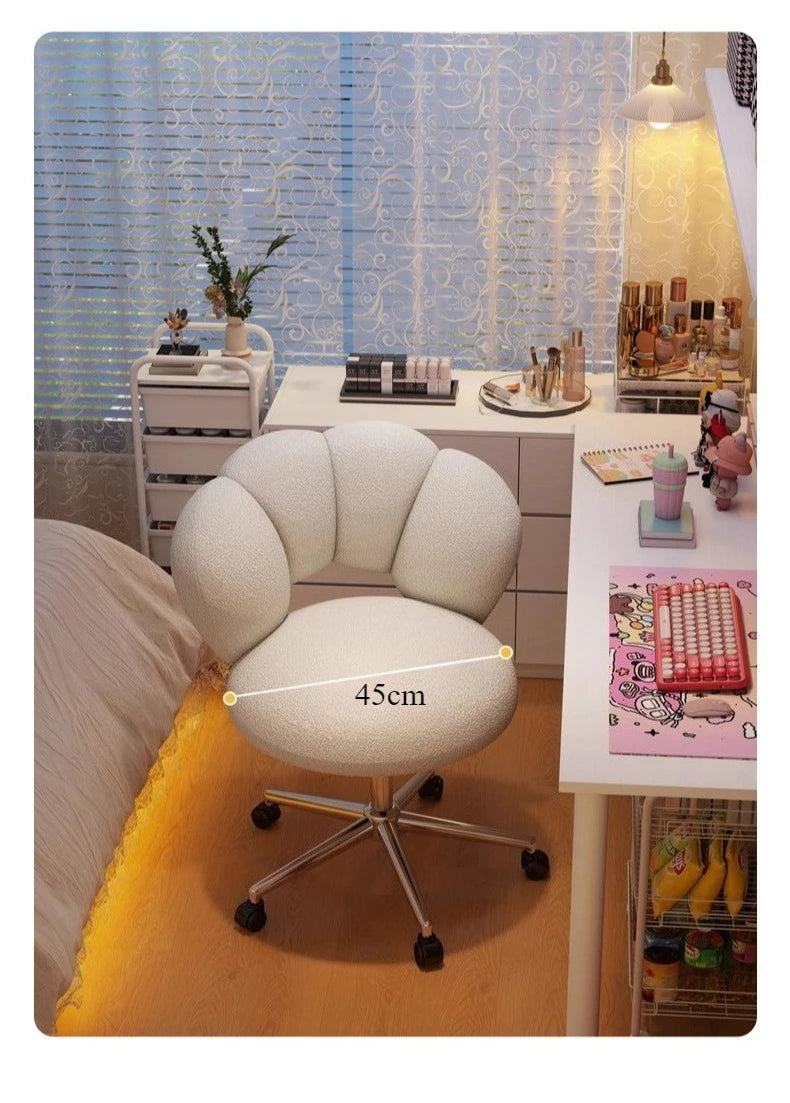Cream Wind Living Room Chairs Furniture Dressing Stool Rotatable Chair Lamb Wool Small Internet Celebrity Stool Computer Stool