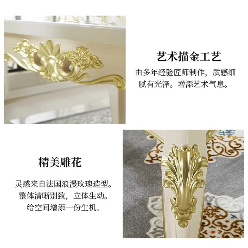 #wood marble dining table dining chairs set 4 European dining table and chair combination cream style living room household home