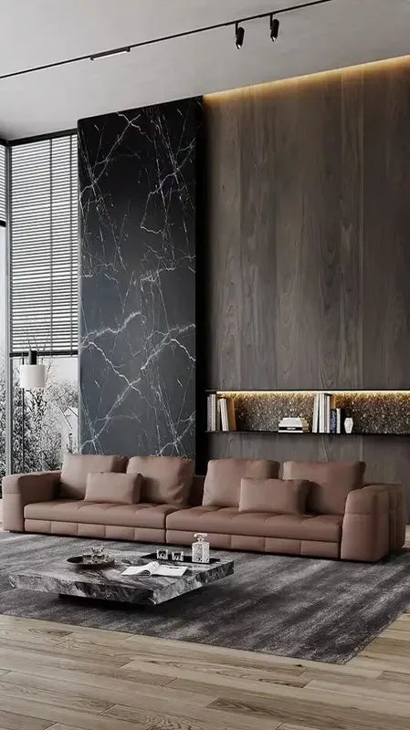 Luxury Design Sponge Filled L-Shape Sectional Sofa Set with Vacuum Packaging for Living Room Furniture