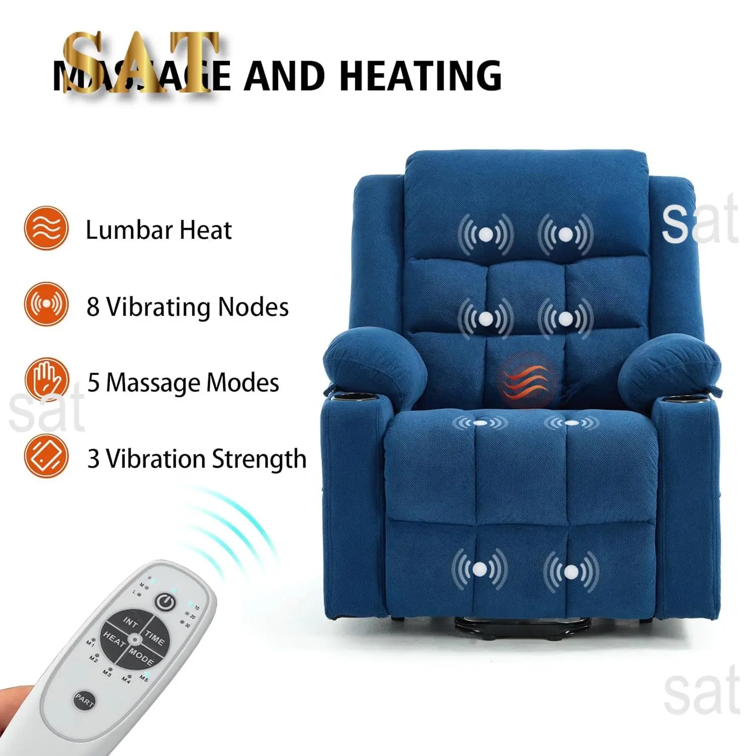 #Electric Power Lift Recliner with Massage & Heat USB Type-C Cup Holders Infinite Position for Elderly, Customized