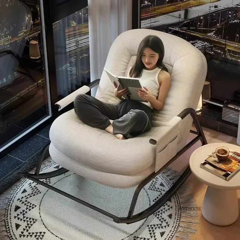 Modern Corduroy Living Room Chair Multifunctional Lazy Chair with Backrest for Balcony Home Leisure Creative Design