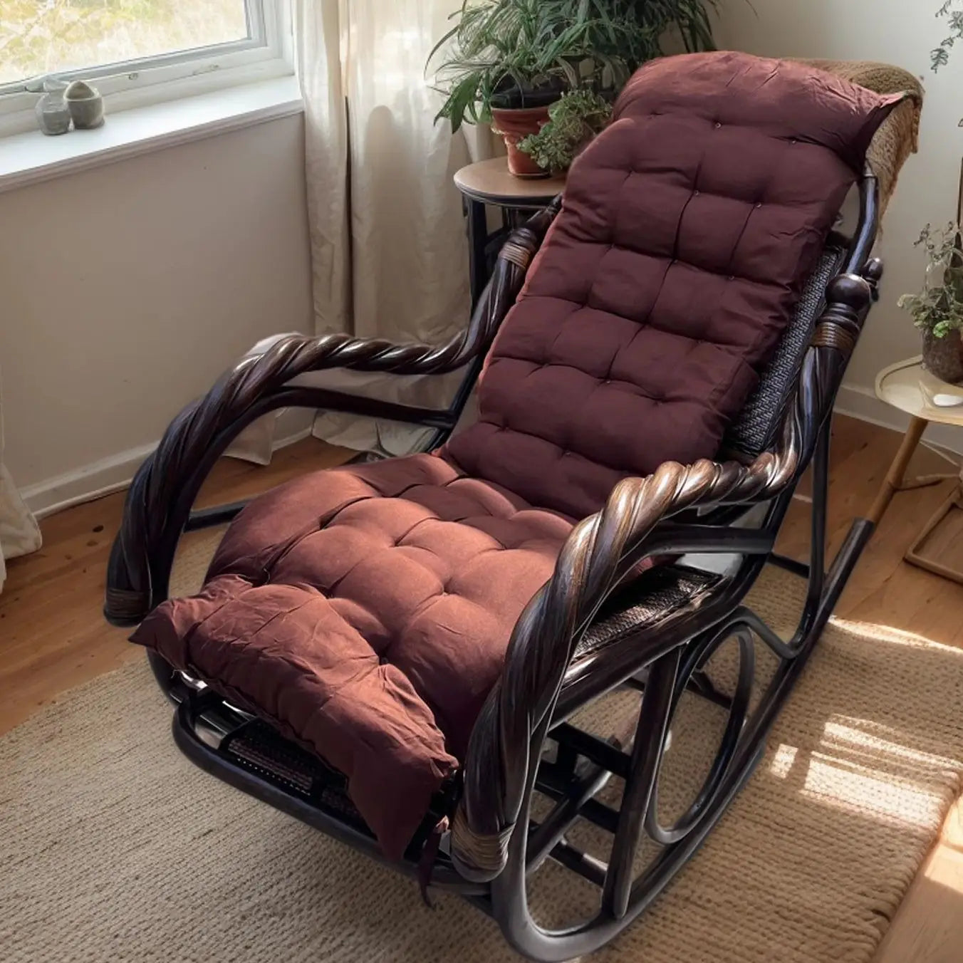 HYS rattan chair natural real rattan rocking chair adult rocking recliner leisure home balcony rattan elderly carefree nap