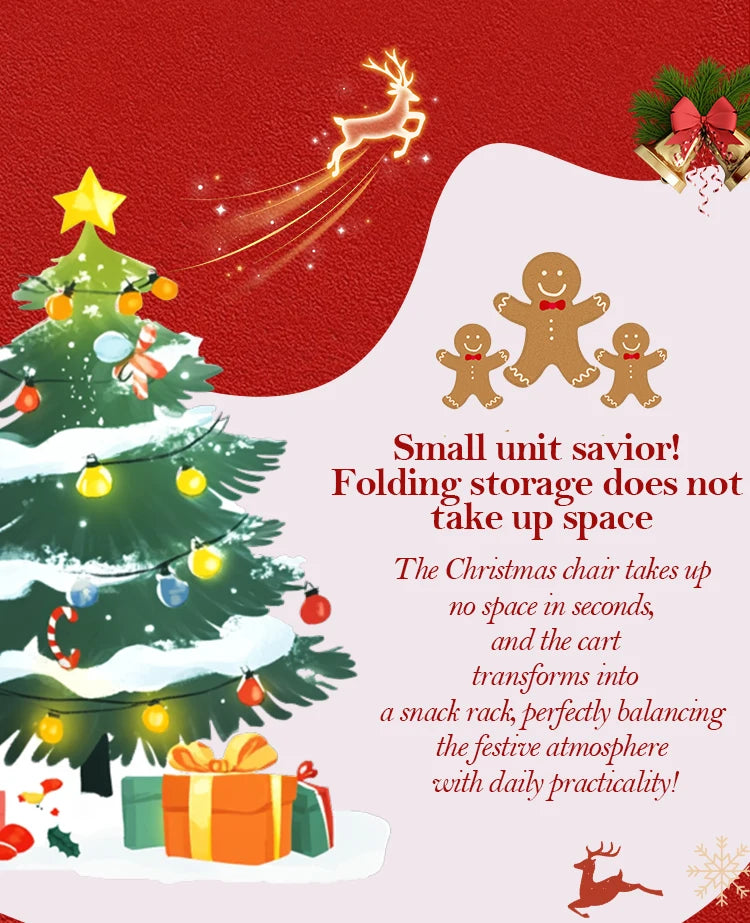 Christmas atmosphere beach stool, convenient camping folding chair camping cart, lightweight Christmas dining chair living chair