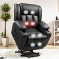 XL31 Power Lift Recliner Chair for Elderly, Electric Lift Chair with Massage & Heat, PU Leather Reclining Sofa w/Cup Holders, Si