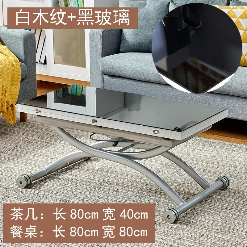 movable coffee table dining table integrated household small apartment folding lifting living room table dual-purpose movable