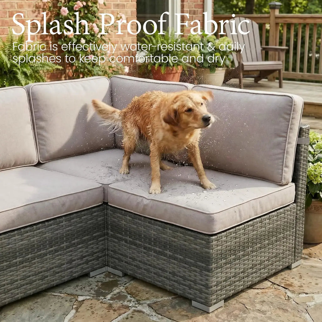 8 Piece Patio Furniture Set with 44" Propane Gas Fire Pit Table, Outdoor Sectional Conversation Set Wicker Rattan, Customized