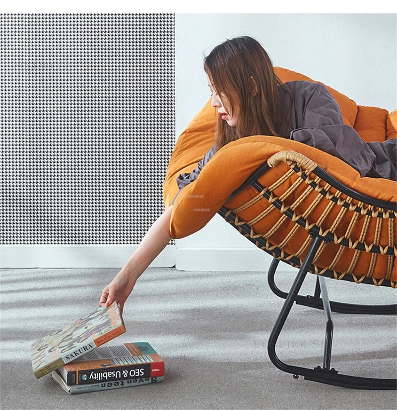 Nordic Lazy Living Room Chairs Home Balcony Rocking Chairs Reclining Sofas Rattan Sofa Leisure Rocking Chair Home Furniture