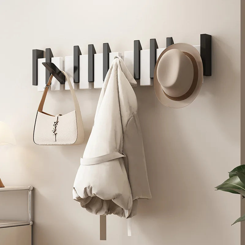 Piano Key Coat Rack Solid Wood Clothing Storage Racks Wall Mounted Clothes Organizer Hanger Entrance Hall Home Furnitures