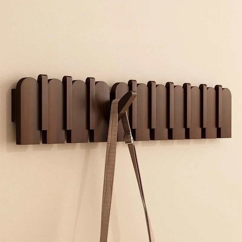 Wooden Piano Key Coat Hooks - Wall Mounted Entryway Hangers for Door & Foyer - Creative Wooden Wall Organizer for Keys & Clothes
