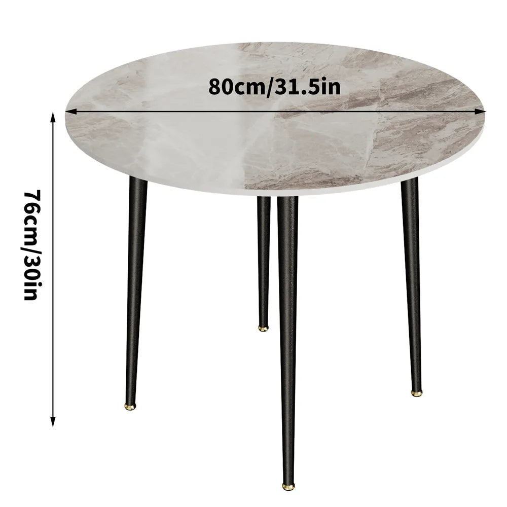 LUVODI 32" Round Marble Dining Table for 2-4 People,White & Grey Restaurant Kitchen Cafe Coffee Table Furniture