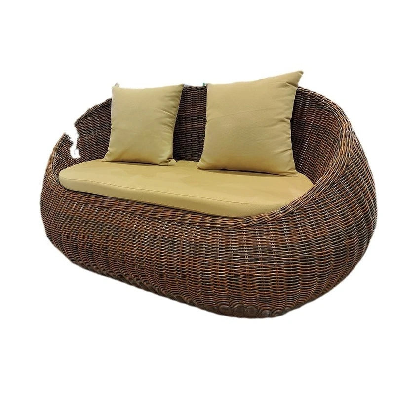 Outdoor rattan sofa combination courtyard leisure balcony rattan chair three-piece set, terrace furniture c