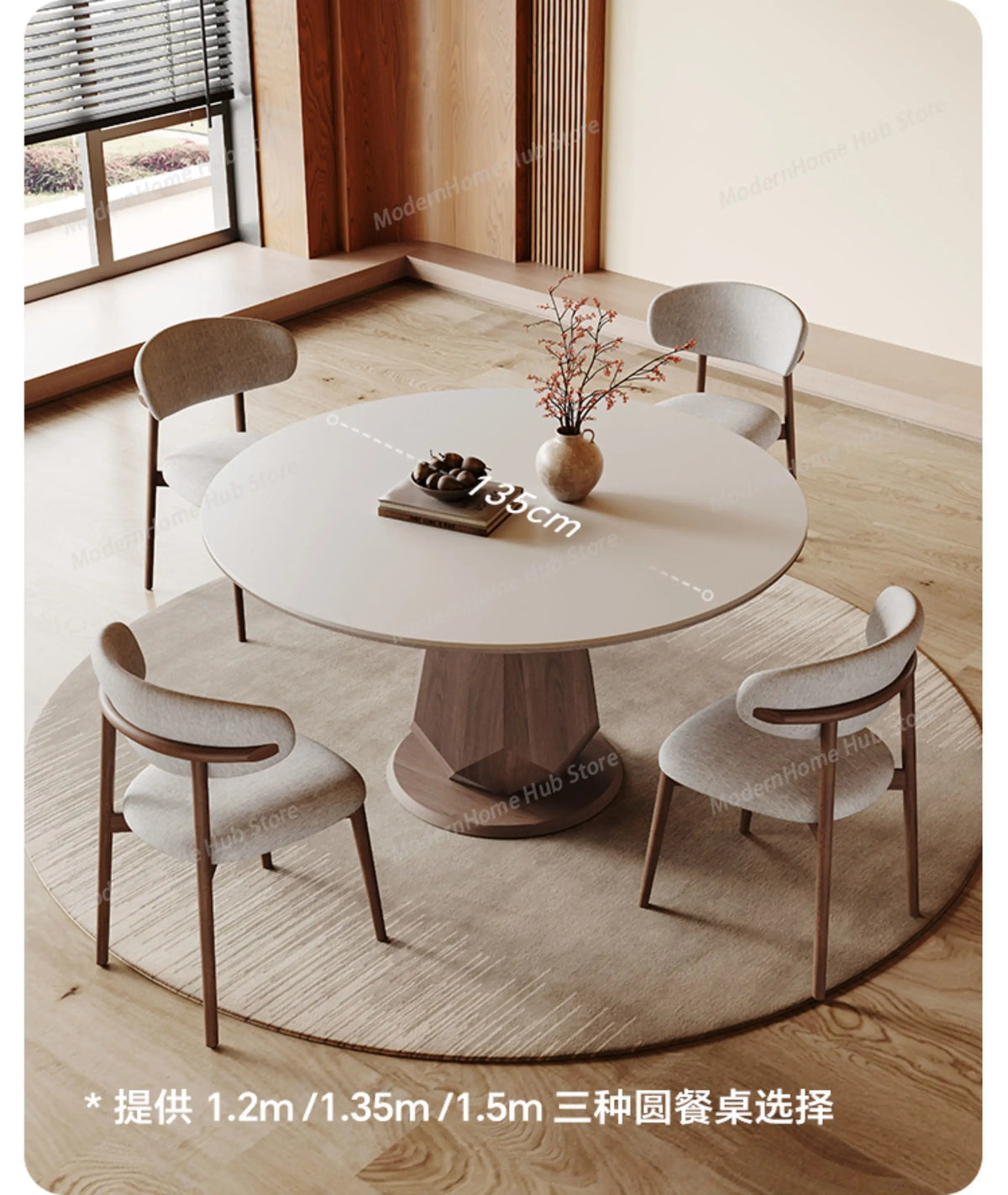 Retro Rock Dining Table Turntable Home Use Modern Simple Antique Style Solid Wood Round Table Mesa Comedor Extensible Furniture