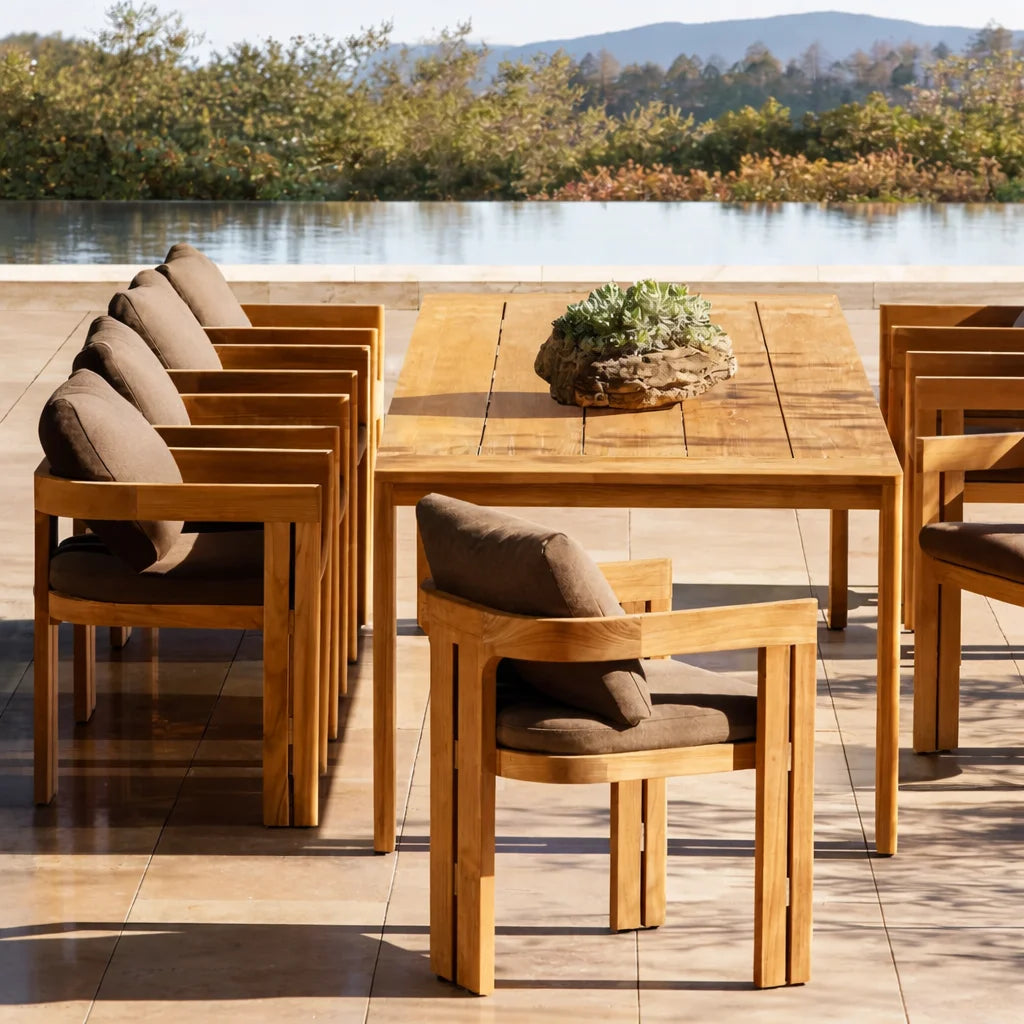 #Outdoor Furniture Set Luxury Teak Garden Sofa Villa Patio Furniture Set Modern Resort Luxury Couche Hotel Patio Outdoor Sofa Se