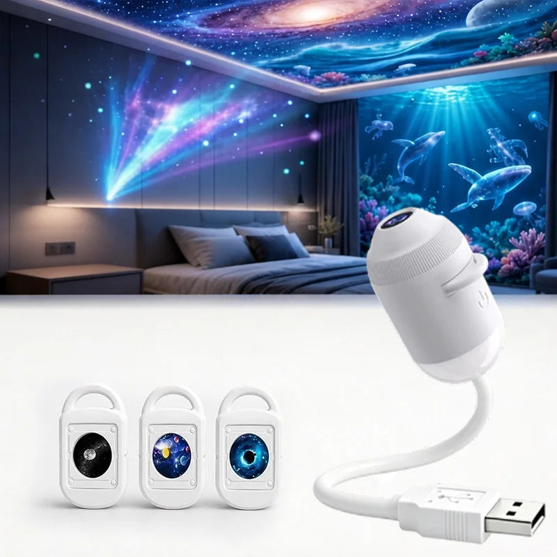 USB Starry Sky Galaxy Projector Lamp Mini Led Night Light Romantic Atmosphere Decor Light For Car Interior Home Party Gift