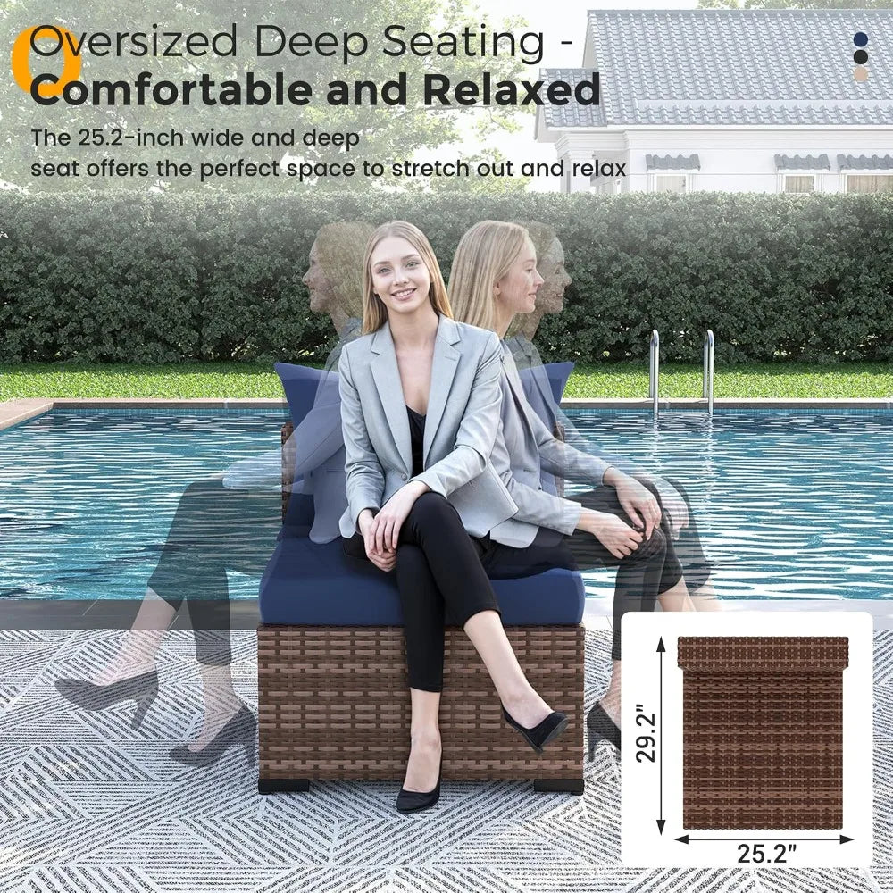 8-Piece Wicker Patio Furniture Set with 44" Fire Pit Table for Outdoor Garden, Custom