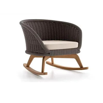 High-grade teak outdoor sofa courtyard rattan chair sofa combination leisure villa garden balcony single rattan rocking chair